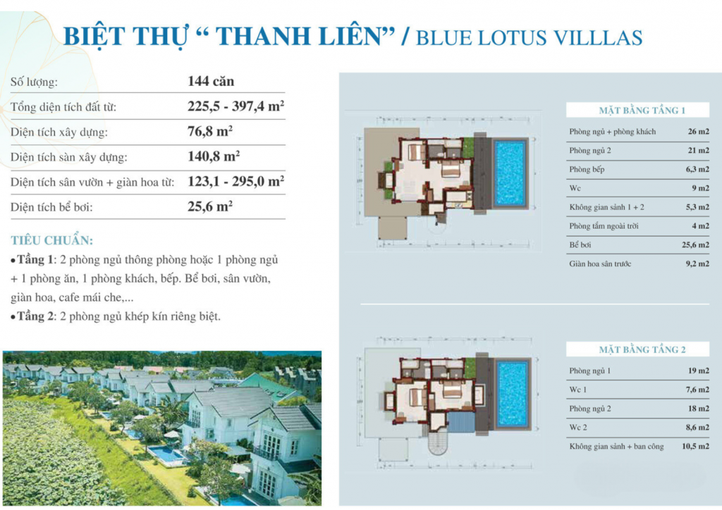 Mặt bằng biệt thự Thanh Liên dự án Vườn Vua