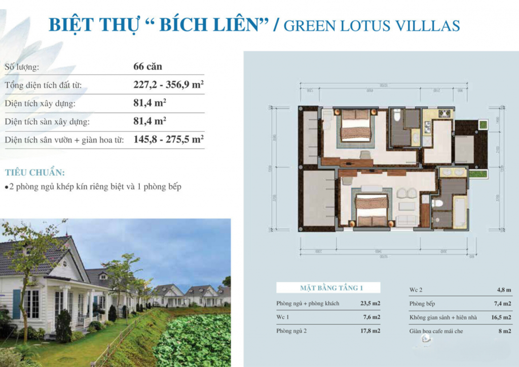 Mặt bằng biệt thự Bích Liên dự án Vườn Vua